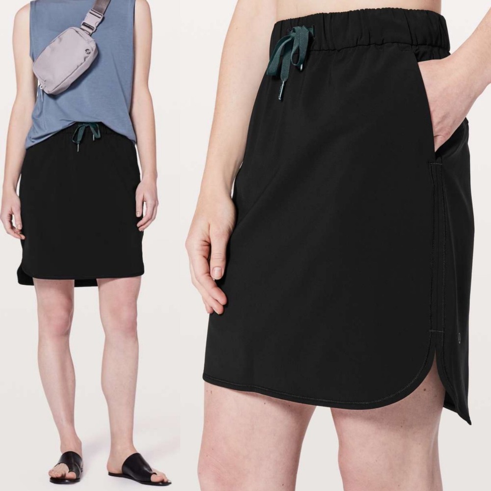 Lululemon On The Fly Skirt Black Womens Size‎ 8 Luxtreme Minimal Travel W8897S